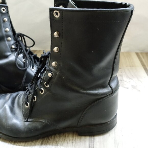 Justin Boots Black Leather Moto Combat Boots Men\'s 10.5 E made in Mexico main image 9
